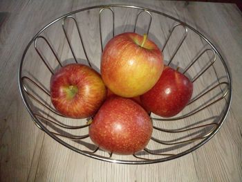 High angle view of fruits in basket