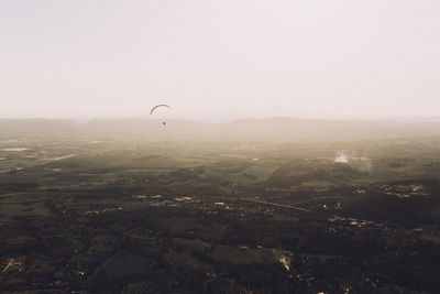 Aerial view of landscape against clear sky