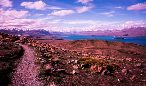 Scenic view of landscape against cloudy sky