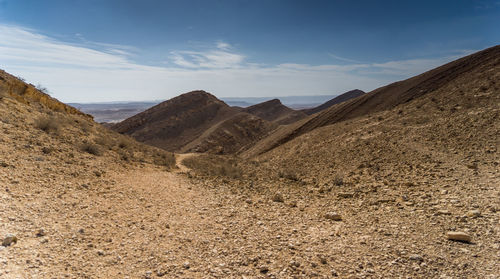 Scenic view of arid landscape against sky