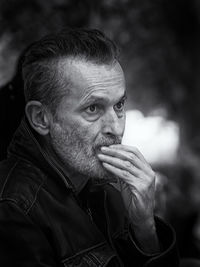 Close-up of thoughtful man with beard