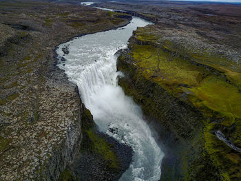 High angle view of waterfall