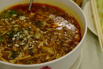 Close-up of soup in bowl