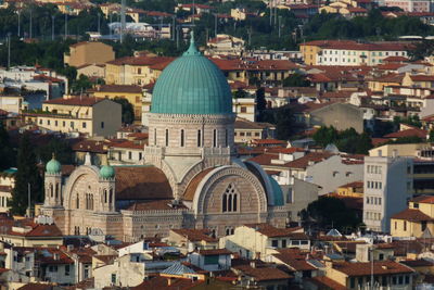 High angle view of buildings in city