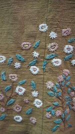 High angle view of snow on table