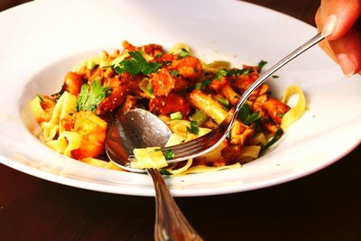 Close-up of food served in plate