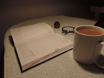 Close-up of coffee cup on table