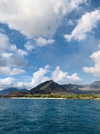 Scenic view of sea against cloudy sky