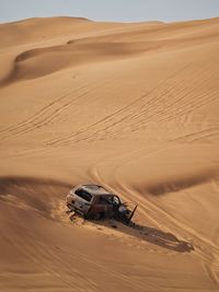 Burning car,desert accident desert life 