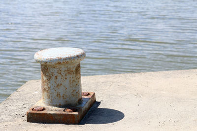 Bollard on the harbor edge