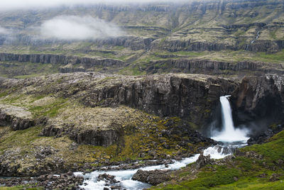 Scenic view of waterfall