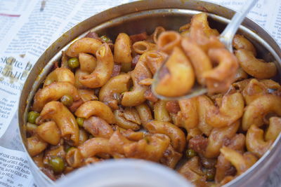 High angle view of food in container