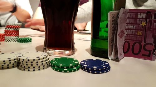 Close-up of hand on table