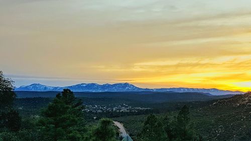 Scenic view of landscape against sky during sunset