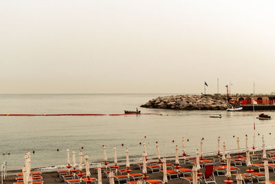 Scenic view of sea against clear sky