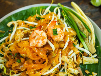 High angle view of noodles in bowl