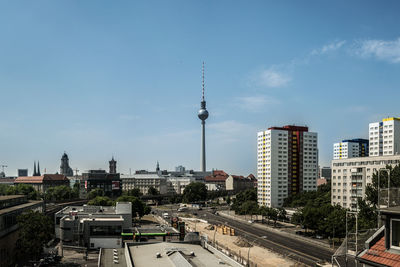 View of buildings against sky in city