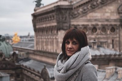 Portrait of woman in city