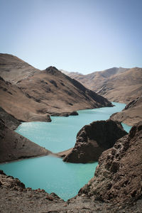 Scenic view of mountains against clear sky