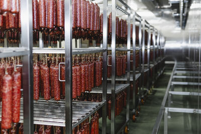 Close-up of bottles arranged