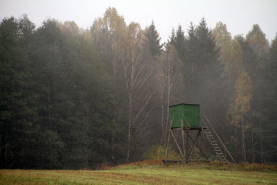 Trees on field against sky