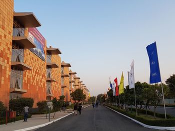 Panoramic view of buildings against clear sky