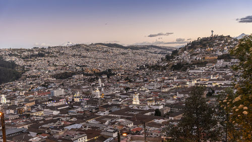 High angle view of buildings in city