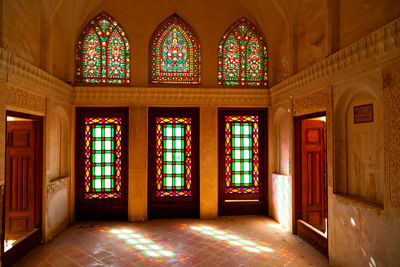 Interior of illuminated building