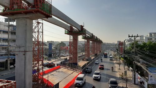 High angle view of traffic on road