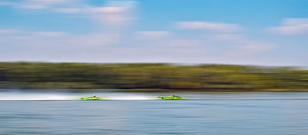 Green speed boats