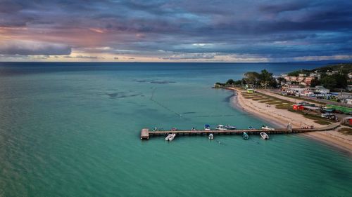 High angle view of sea against sky