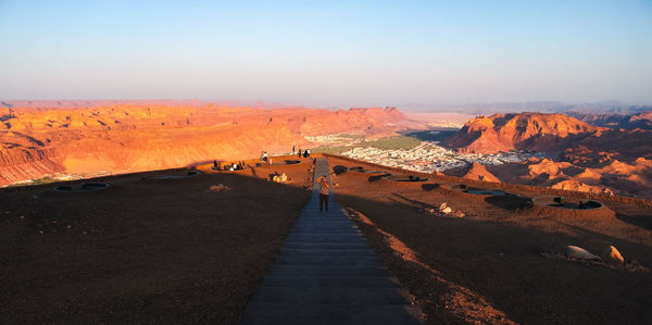 Scenic view of landscape against sky during sunset