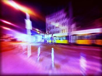 Defocused image of light trails at night