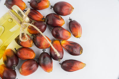 High angle view of fruits on white background