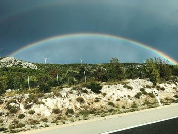 Scenic view of rainbow against sky