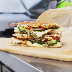 Close-up of bread on table