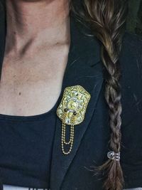 Midsection of woman wearing mask
