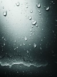 Close-up of water drops on glass