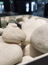 Close-up of stones on table