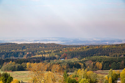 Scenic view of landscape against sky during autumn