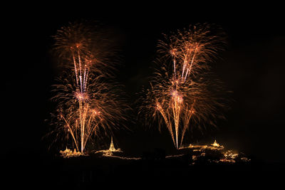 Firework over khao wang palace, petchaburi, thailand