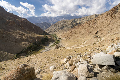 Scenic view of mountains against sky