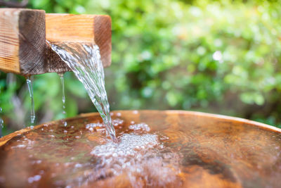 Close-up of water falling from fountain