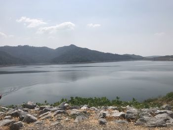 Scenic view of lake against sky