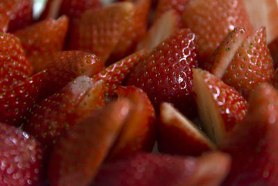 Full frame shot of chopped strawberries