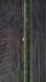 Aerial view of road amidst land