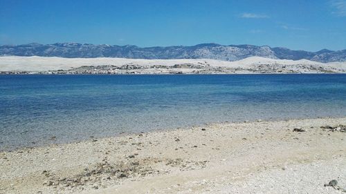 Scenic view of landscape against blue sky