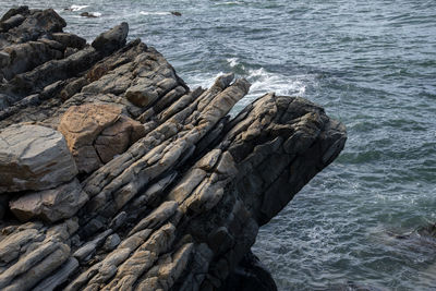 Rock formation in sea