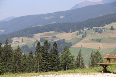 Scenic view of landscape and mountains against sky