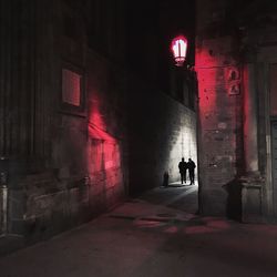 Illuminated corridor of building